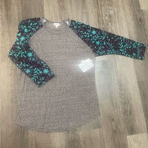 NWT Lularoe Randy L heathered body and floral sleeves